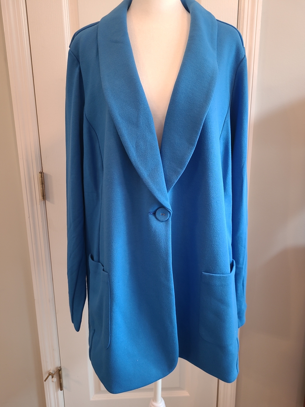 Susan Graver Weekend Women's SZ 3X Royal Blue Single Button Jacket,Pockets